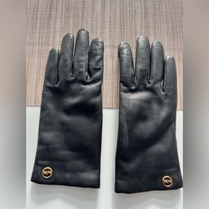 Black leather gloves COACH